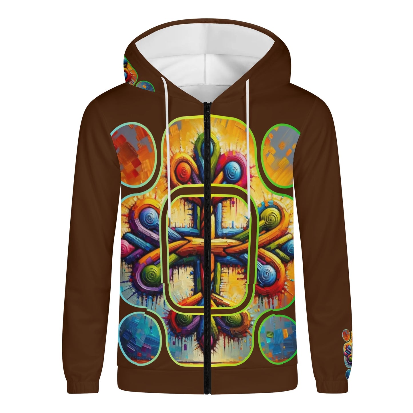 Mens Lightweight All Over Print Zip Hoodie "Unity"