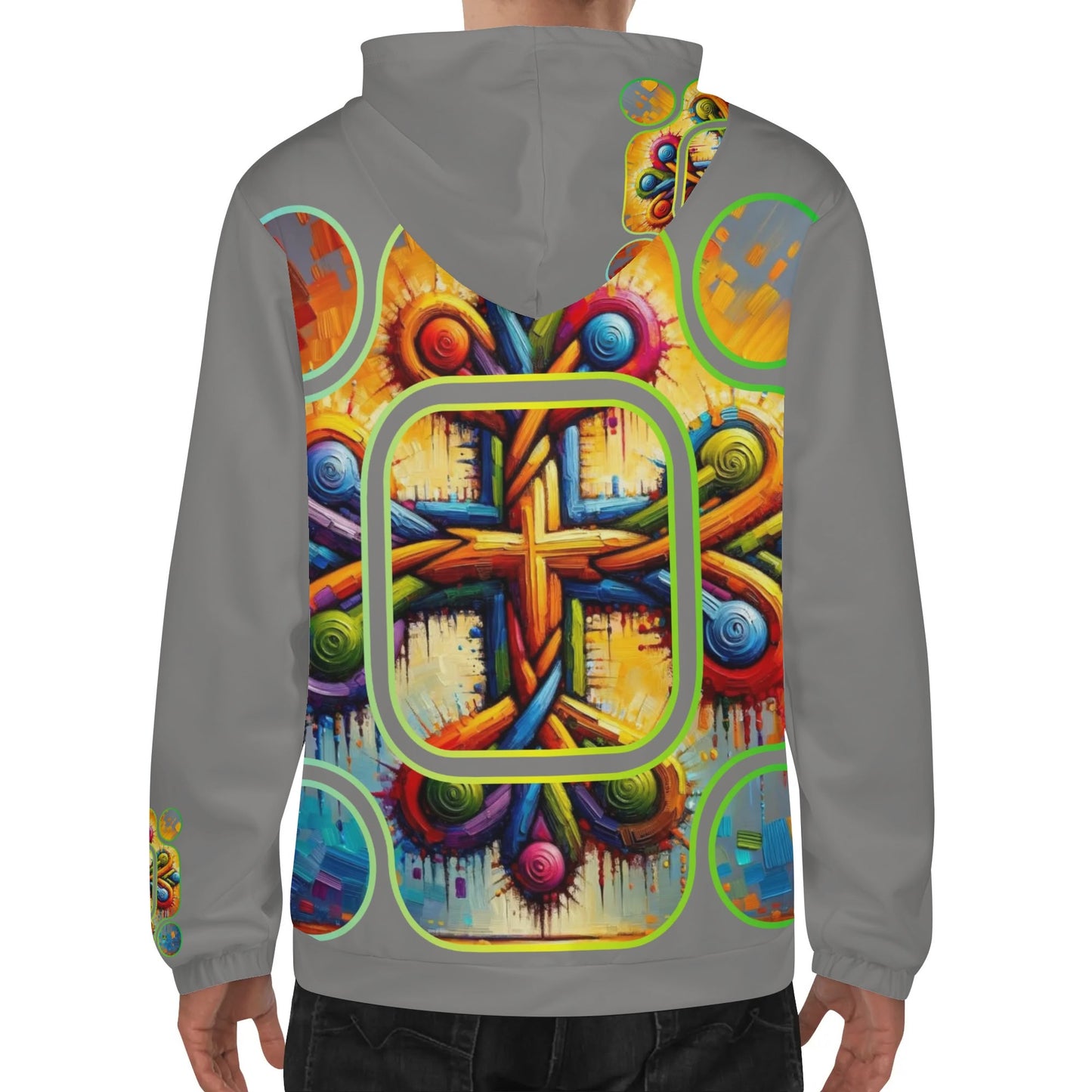 Mens Lightweight All Over Print Zip Hoodie "Unity"