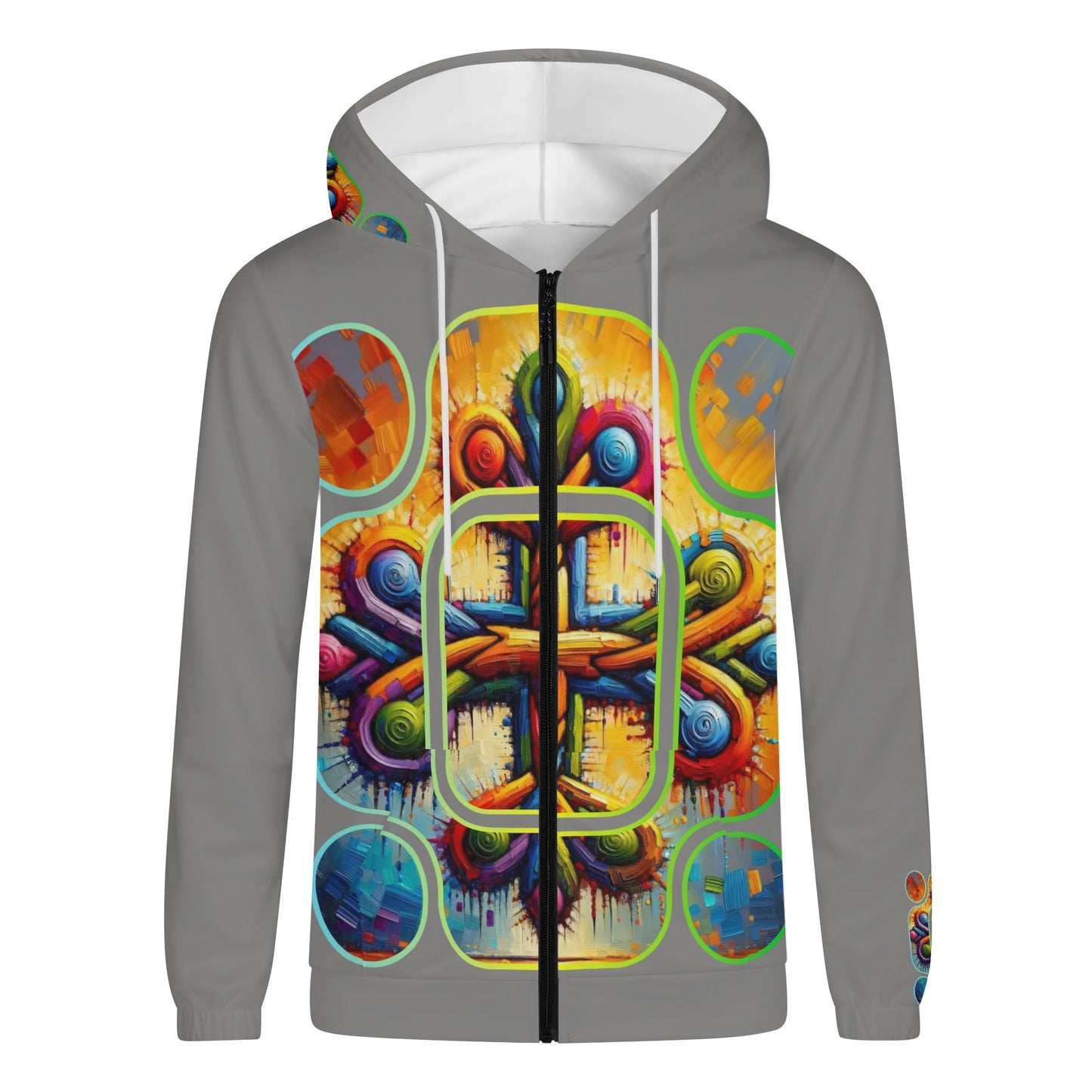 Mens Lightweight All Over Print Zip Hoodie "Unity"