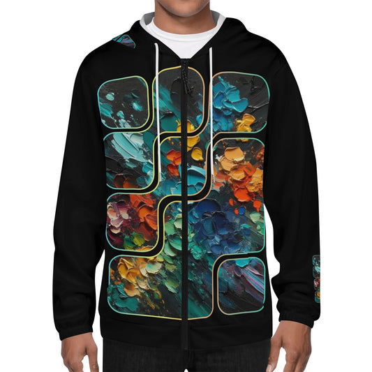 Mens Lightweight All Over Print Zip Hoodie "Abstract Paint Splatter"