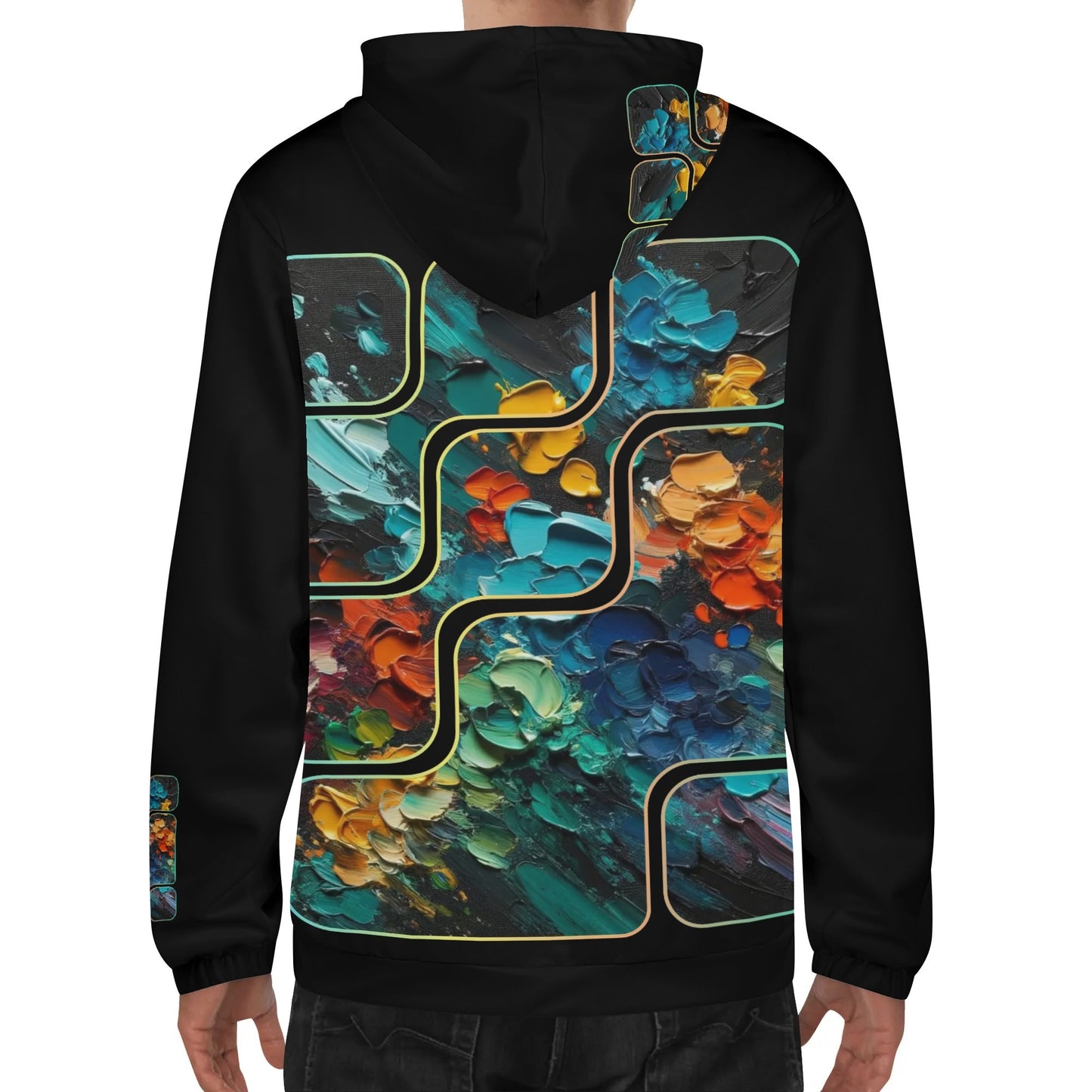 Mens Lightweight All Over Print Zip Hoodie "Abstract Paint Splatter"