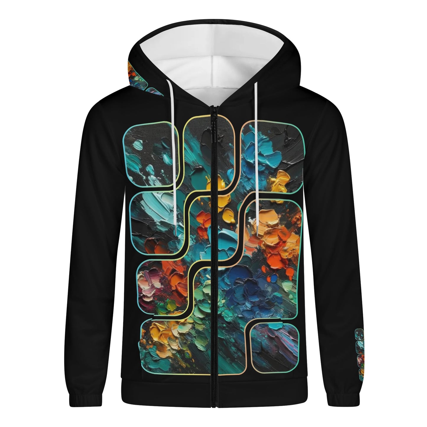 Mens Lightweight All Over Print Zip Hoodie "Abstract Paint Splatter"