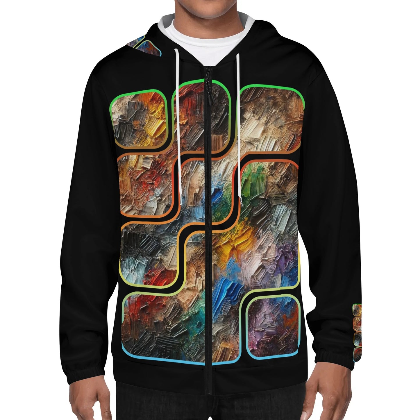 Mens Lightweight All Over Print Zip Hoodie "Abstract Print"