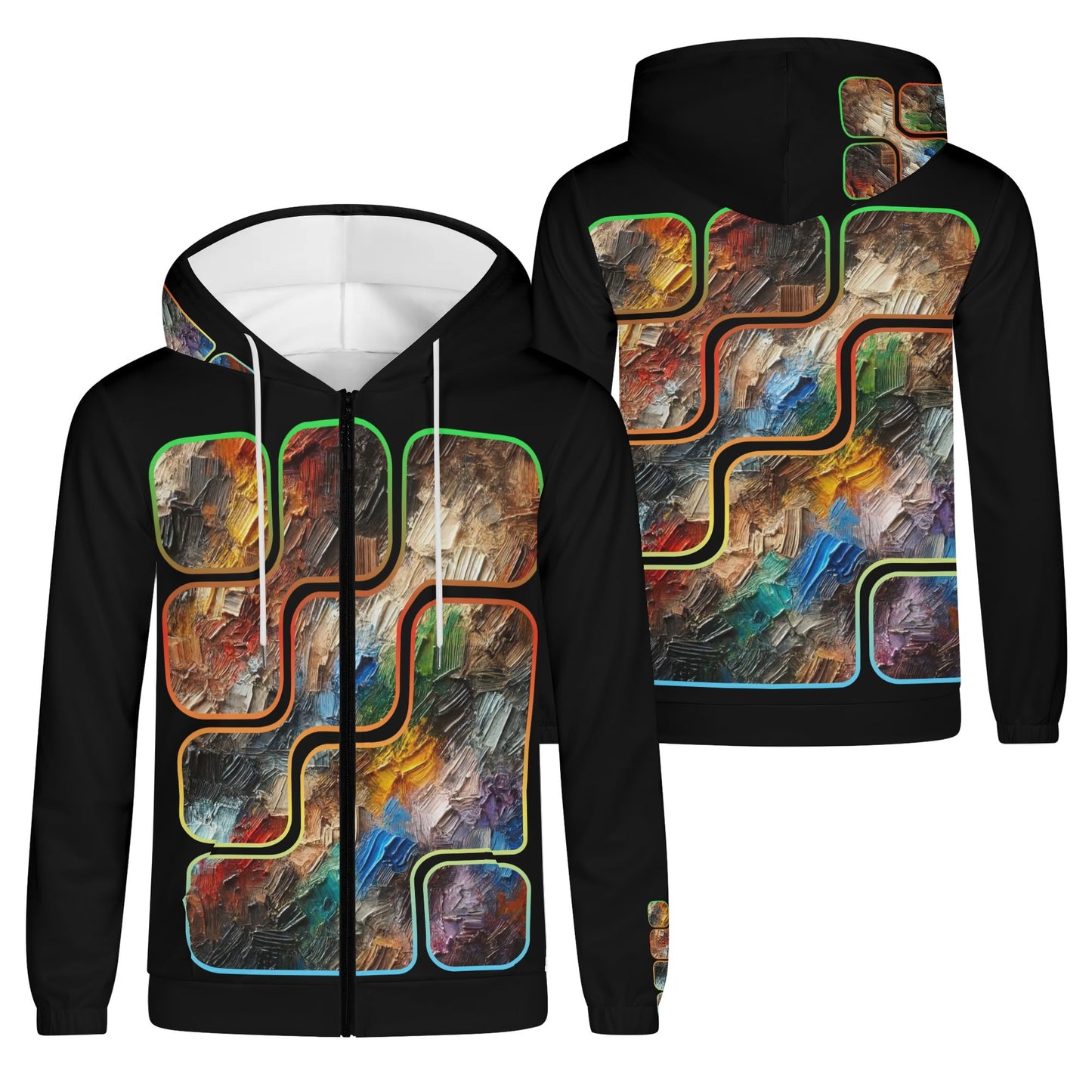 Mens Lightweight All Over Print Zip Hoodie "Abstract Print"