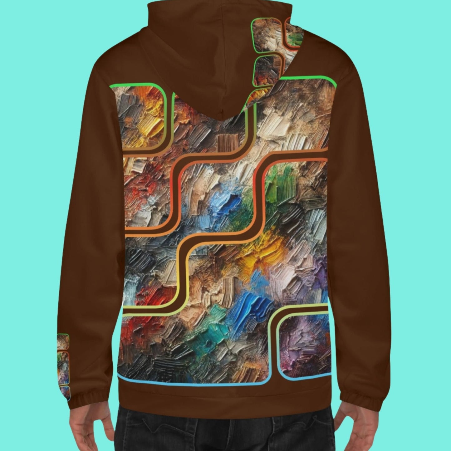 Mens Lightweight All Over Print Zip Hoodie "Abstract Print"