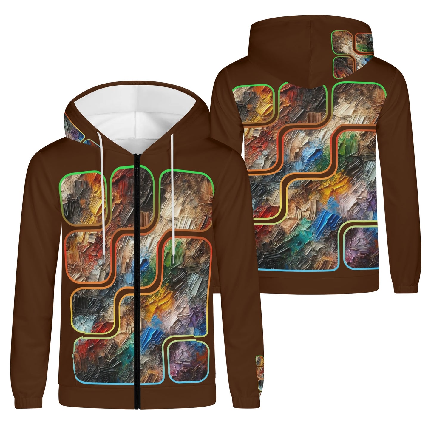 Mens Lightweight All Over Print Zip Hoodie "Abstract Print"