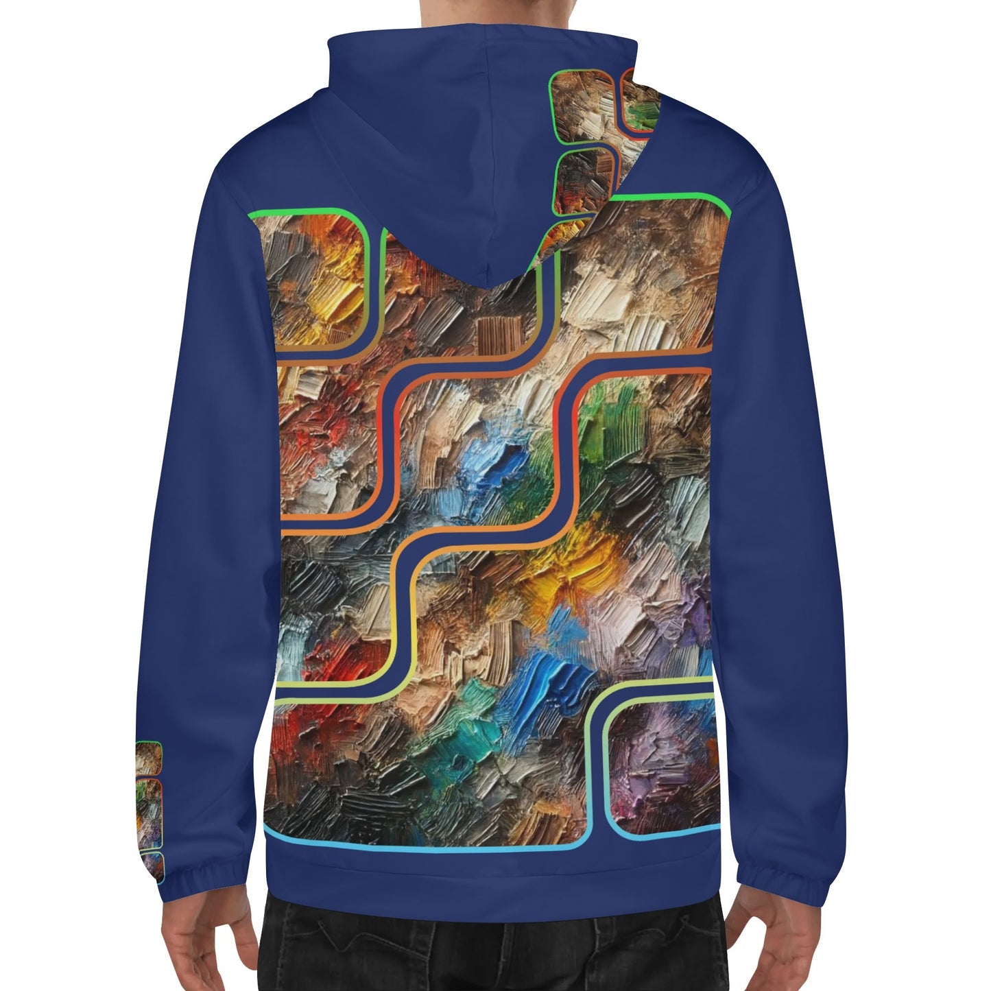 Mens Lightweight All Over Print Zip Hoodie "Abstract Print"