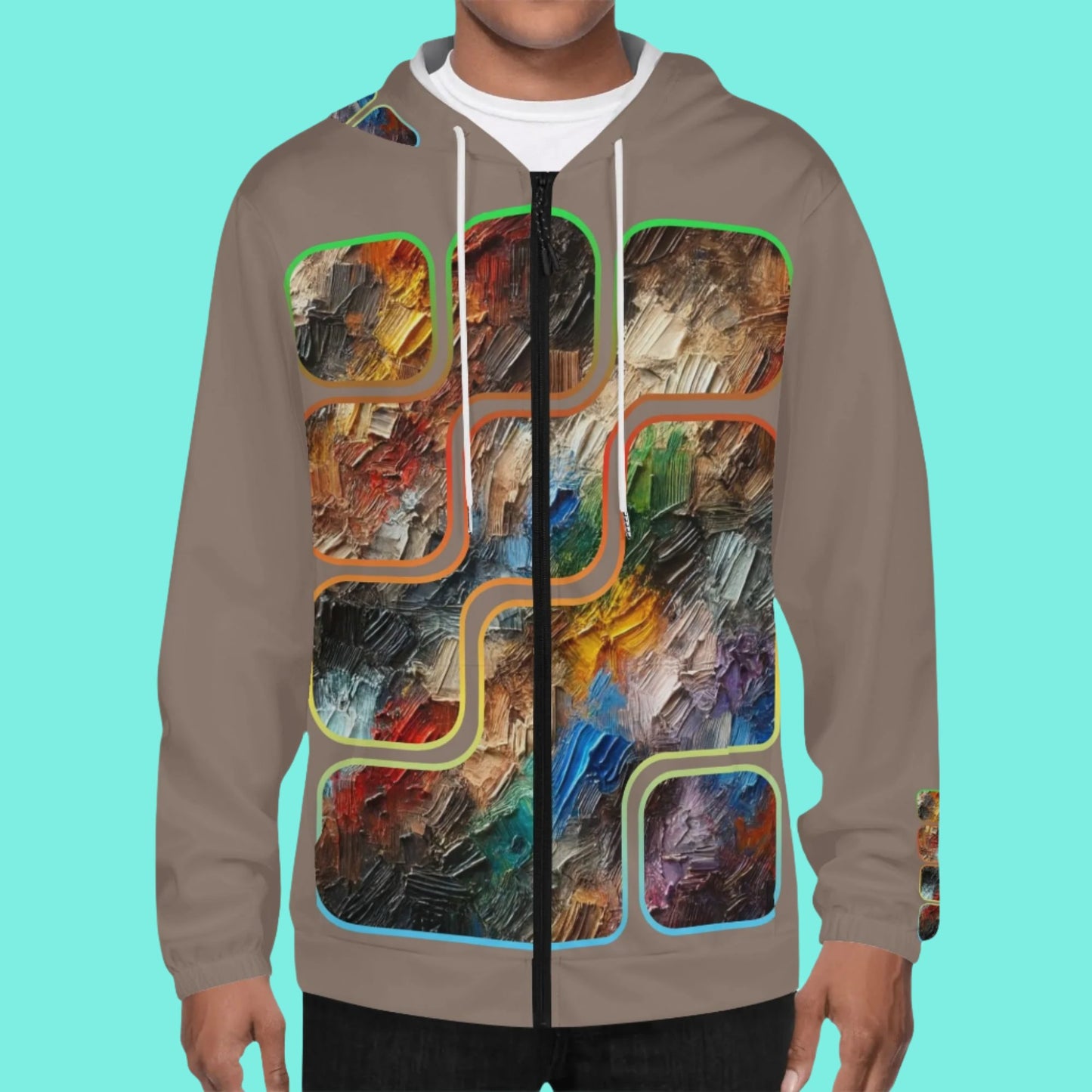 Mens Lightweight All Over Print Zip Hoodie "Abstract Print"