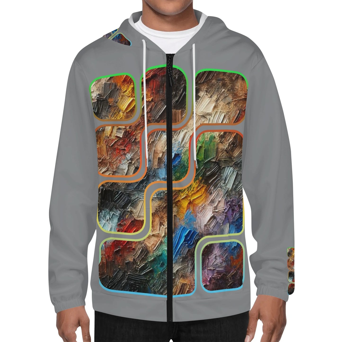 Mens Lightweight All Over Print Zip Hoodie "Abstract Print"