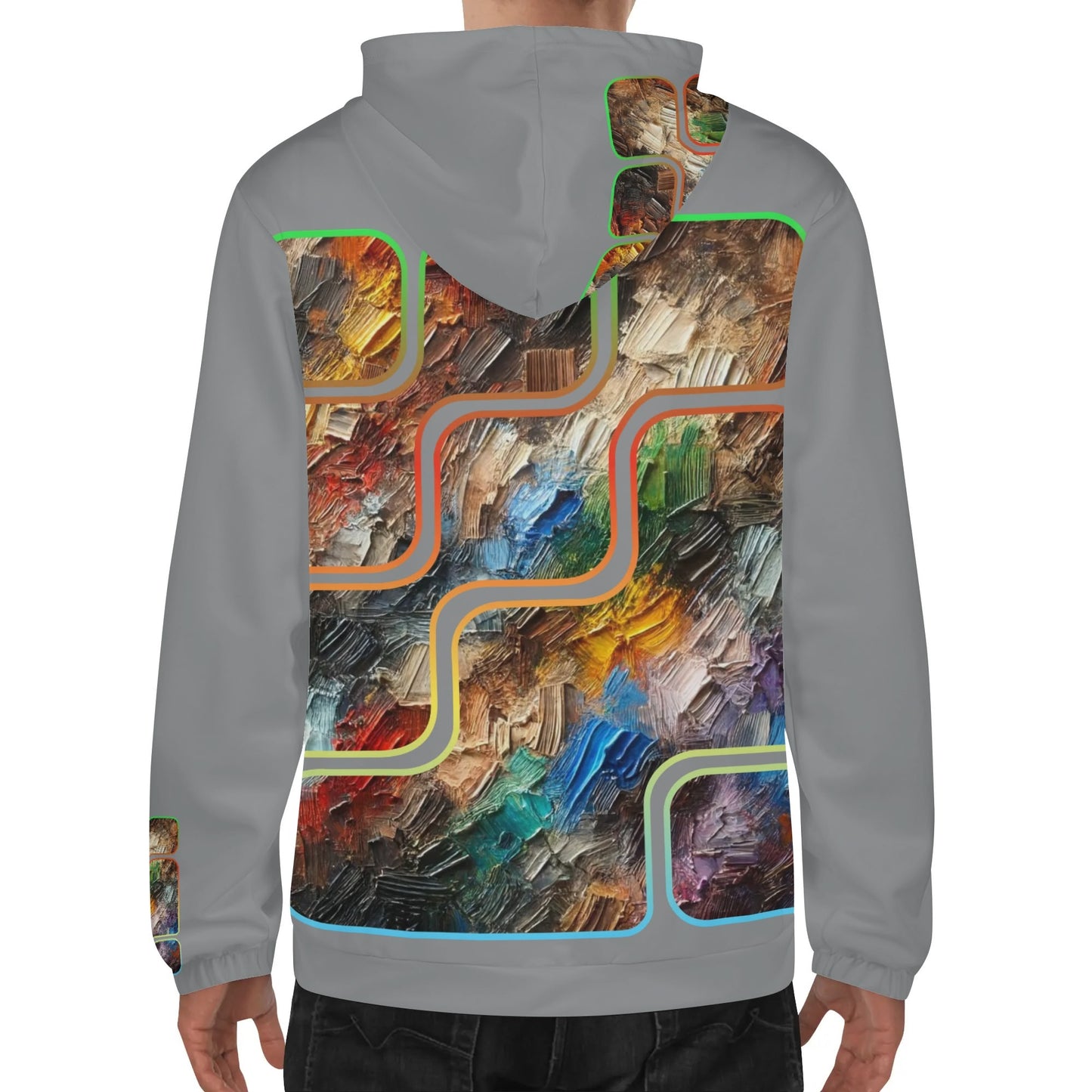 Mens Lightweight All Over Print Zip Hoodie "Abstract Print"