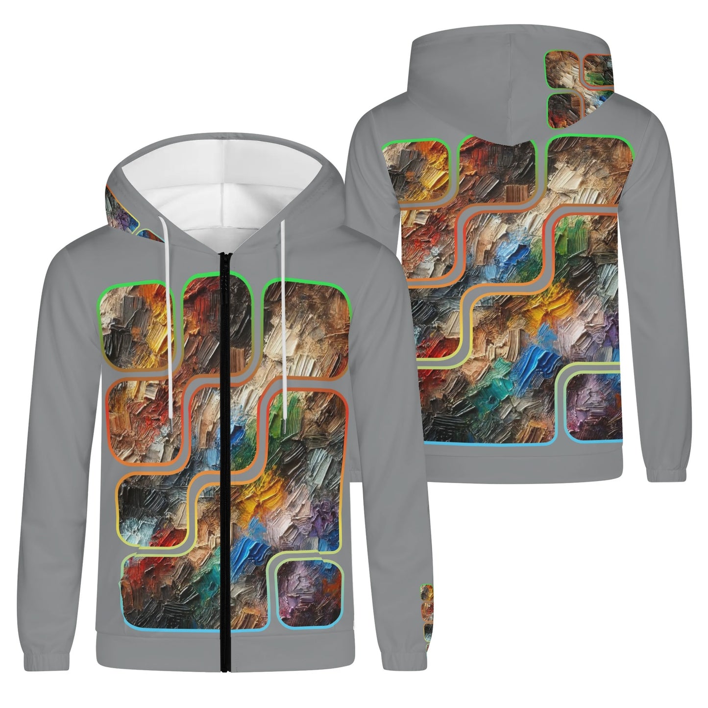 Mens Lightweight All Over Print Zip Hoodie "Abstract Print"