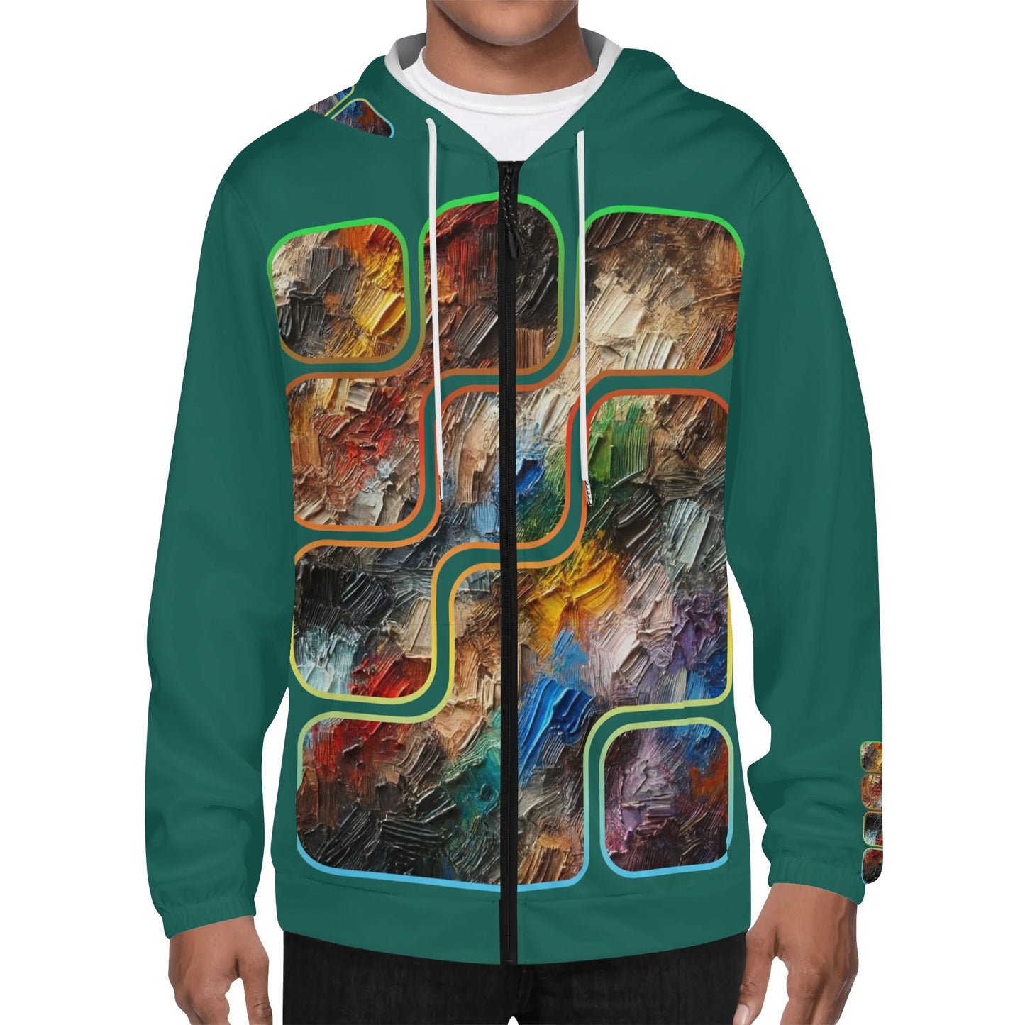 Mens Lightweight All Over Print Zip Hoodie "Abstract Print"