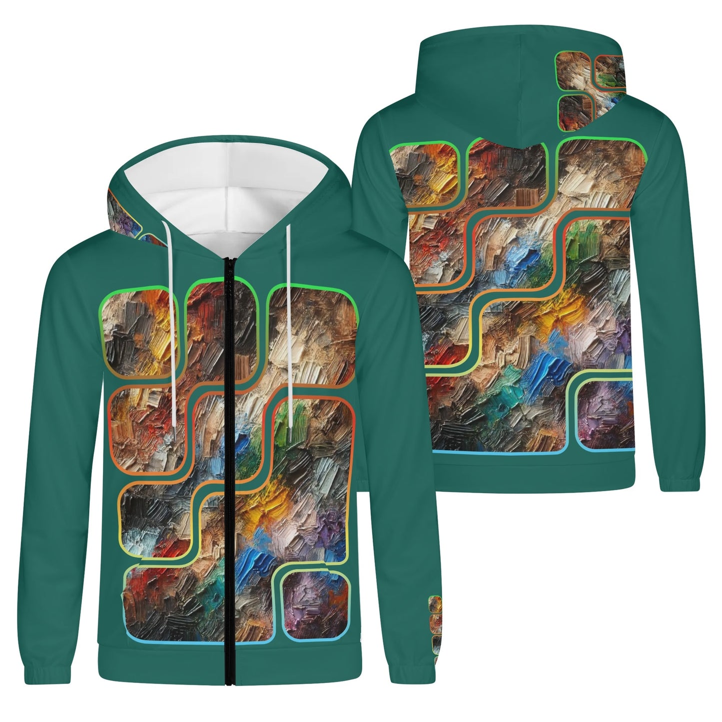 Mens Lightweight All Over Print Zip Hoodie "Abstract Print"