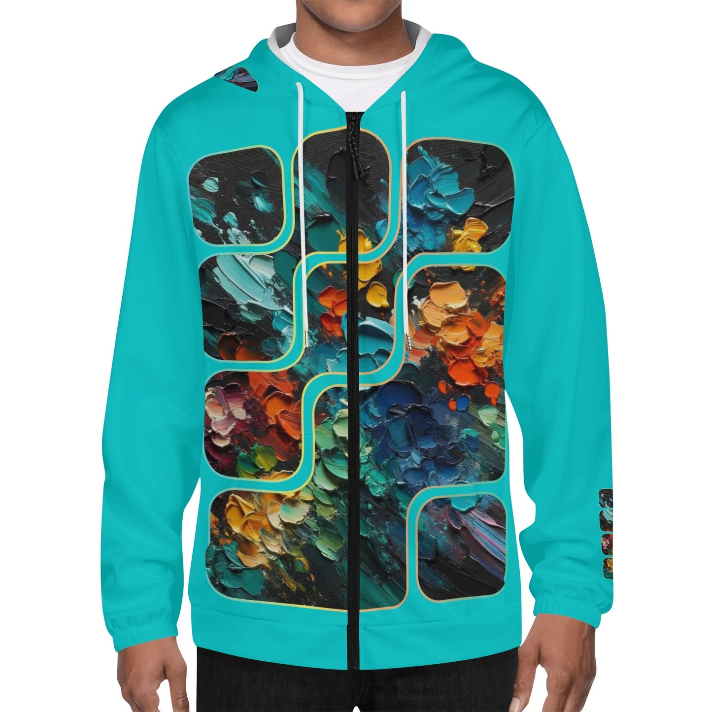 Mens Lightweight All Over Print Zip Hoodie "Abstract Paint Splatter"