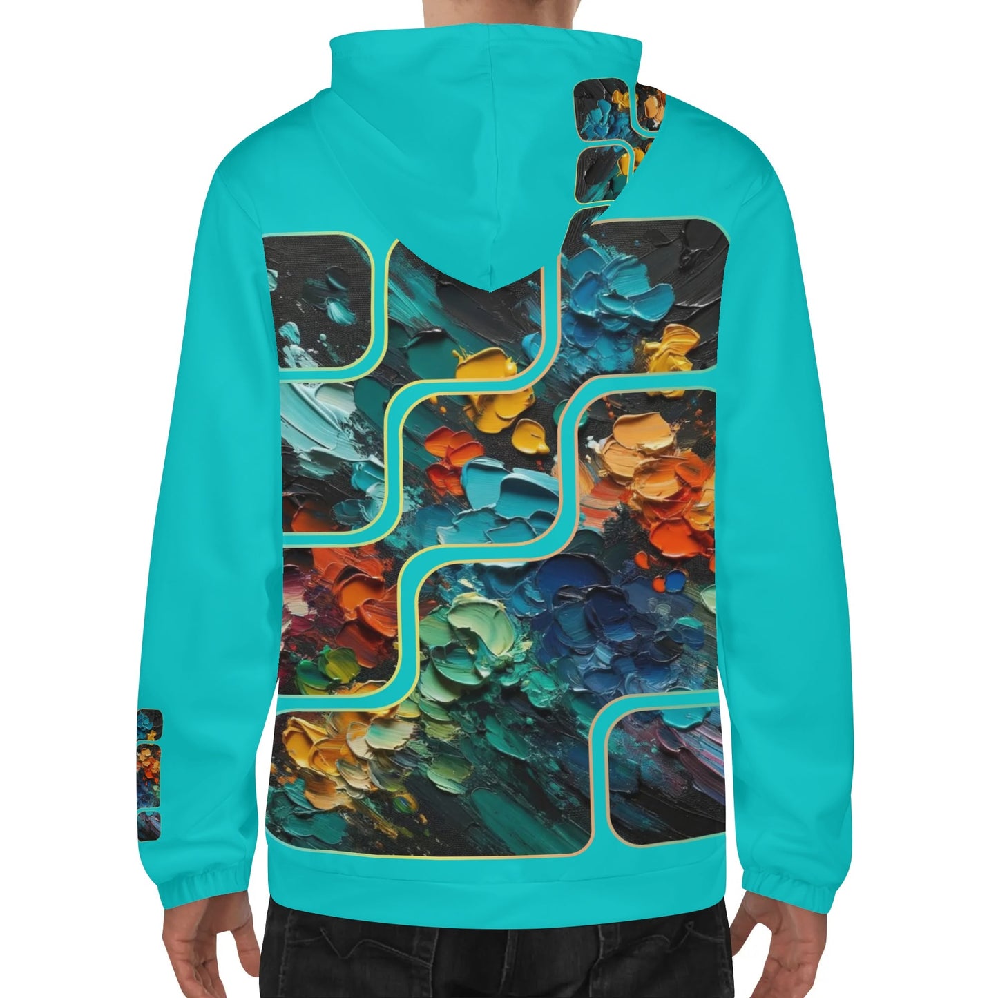 Mens Lightweight All Over Print Zip Hoodie "Abstract Paint Splatter"