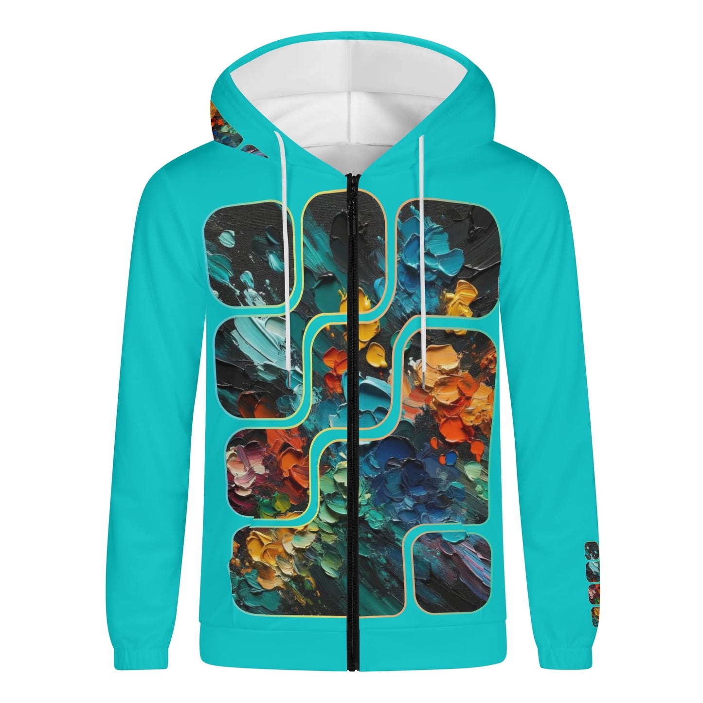 Mens Lightweight All Over Print Zip Hoodie "Abstract Paint Splatter"