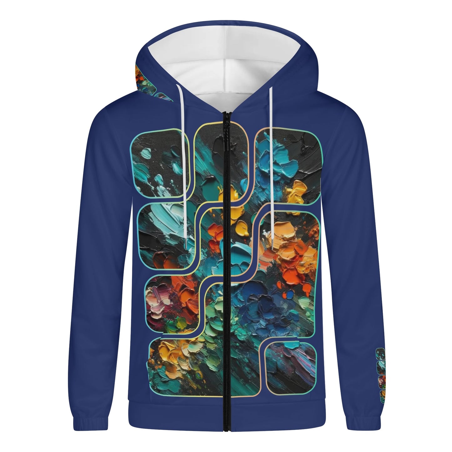 Mens Lightweight All Over Print Zip Hoodie "Abstract Paint Splatter"