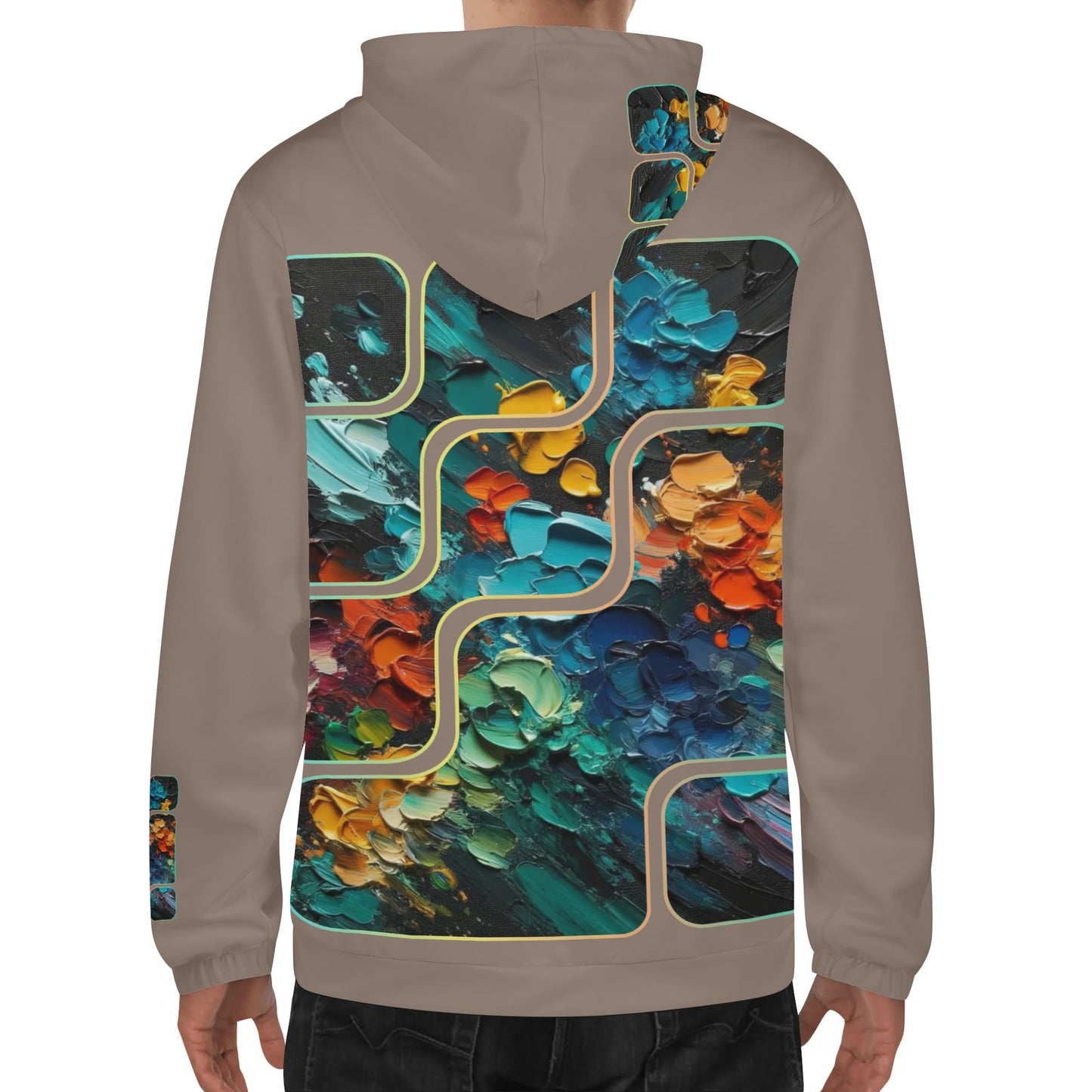 Mens Lightweight All Over Print Zip Hoodie "Abstract Paint Splatter"