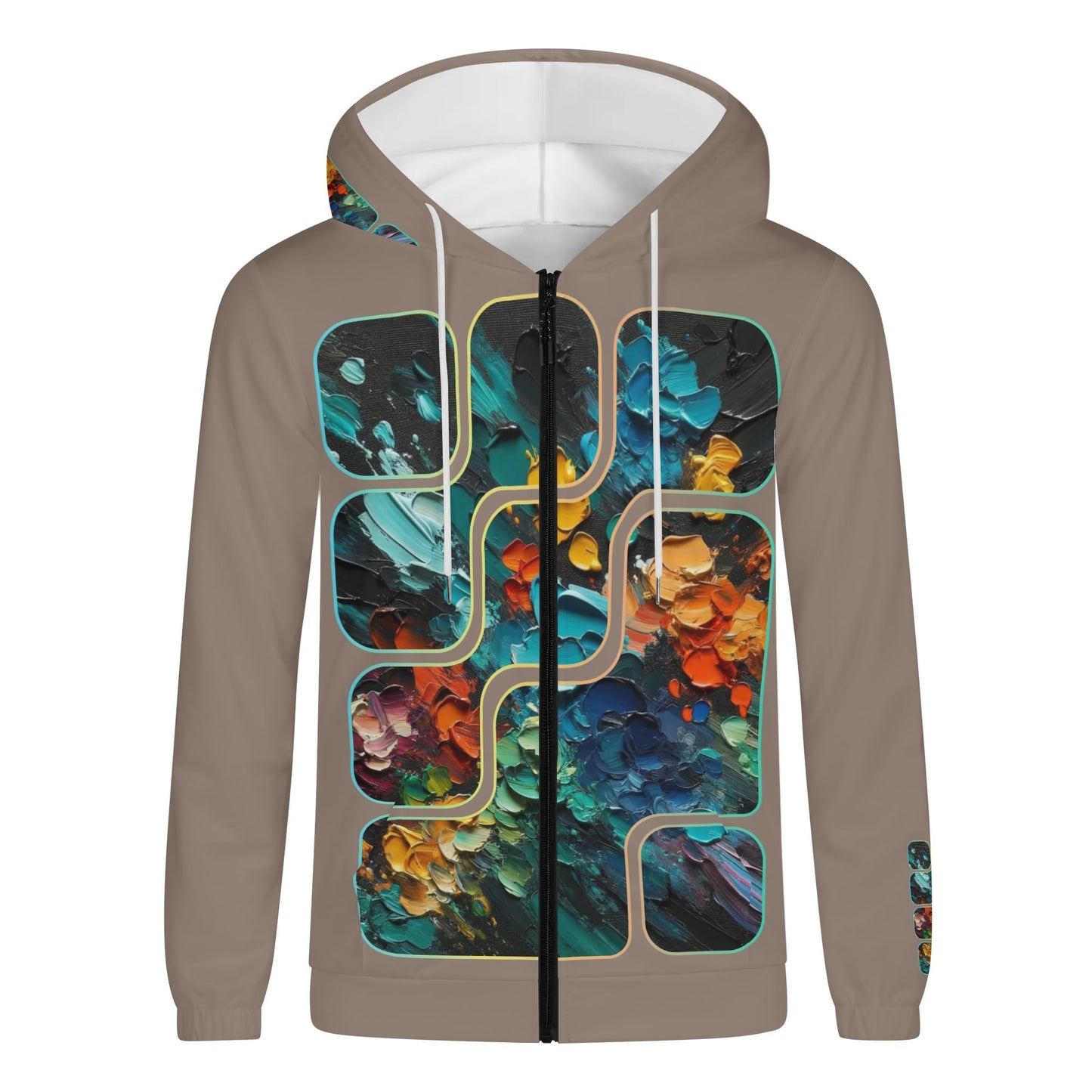 Mens Lightweight All Over Print Zip Hoodie "Abstract Paint Splatter"