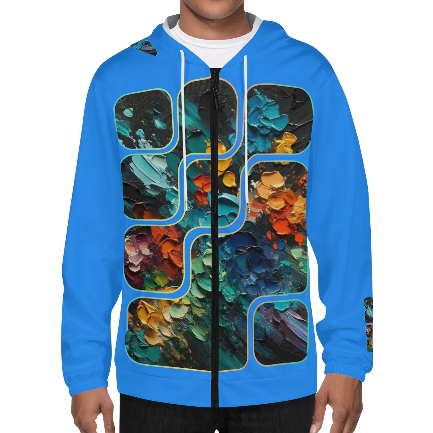 Mens Lightweight All Over Print Zip Hoodie "Abstract Paint Splatter"