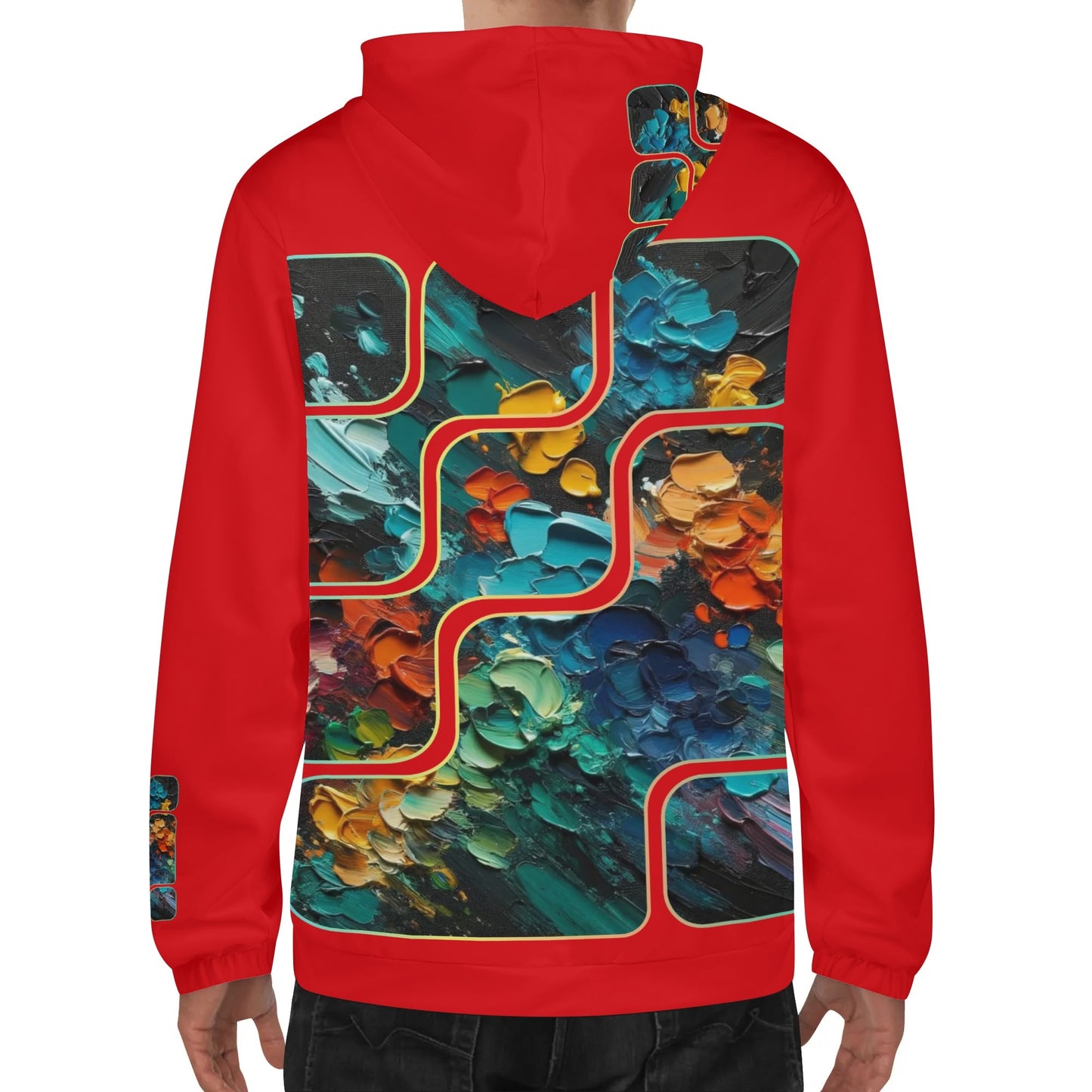 Mens Lightweight All Over Print Zip Hoodie "Abstract Paint Splatter"