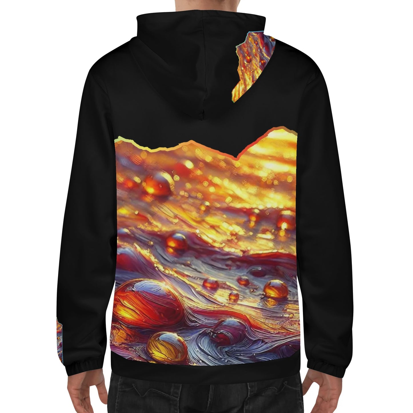 Mens Lightweight All Over Print Zip Hoodie "Flowing Water"