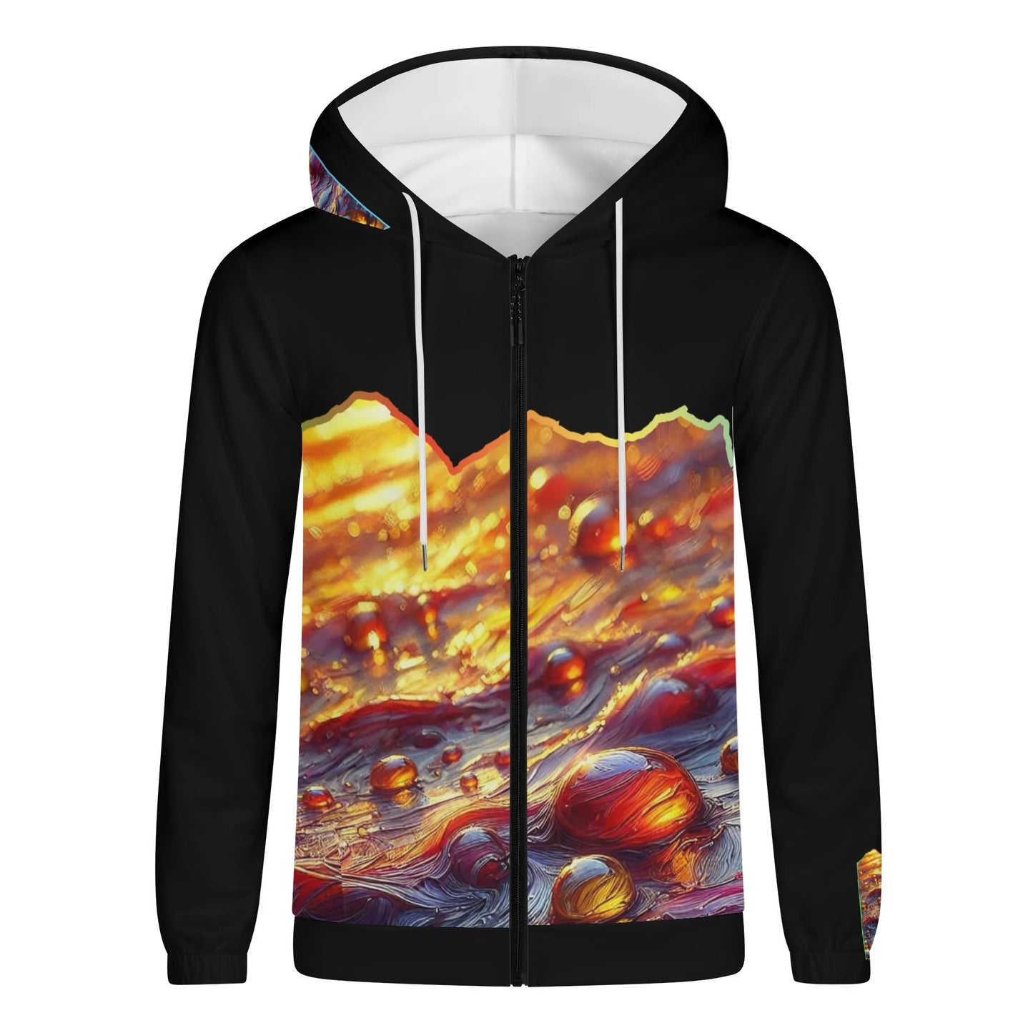 Mens Lightweight All Over Print Zip Hoodie "Flowing Water"