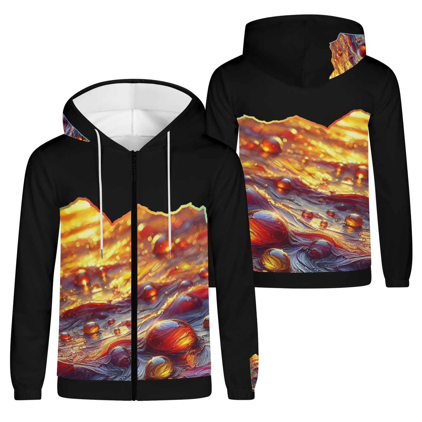 Mens Lightweight All Over Print Zip Hoodie "Flowing Water"