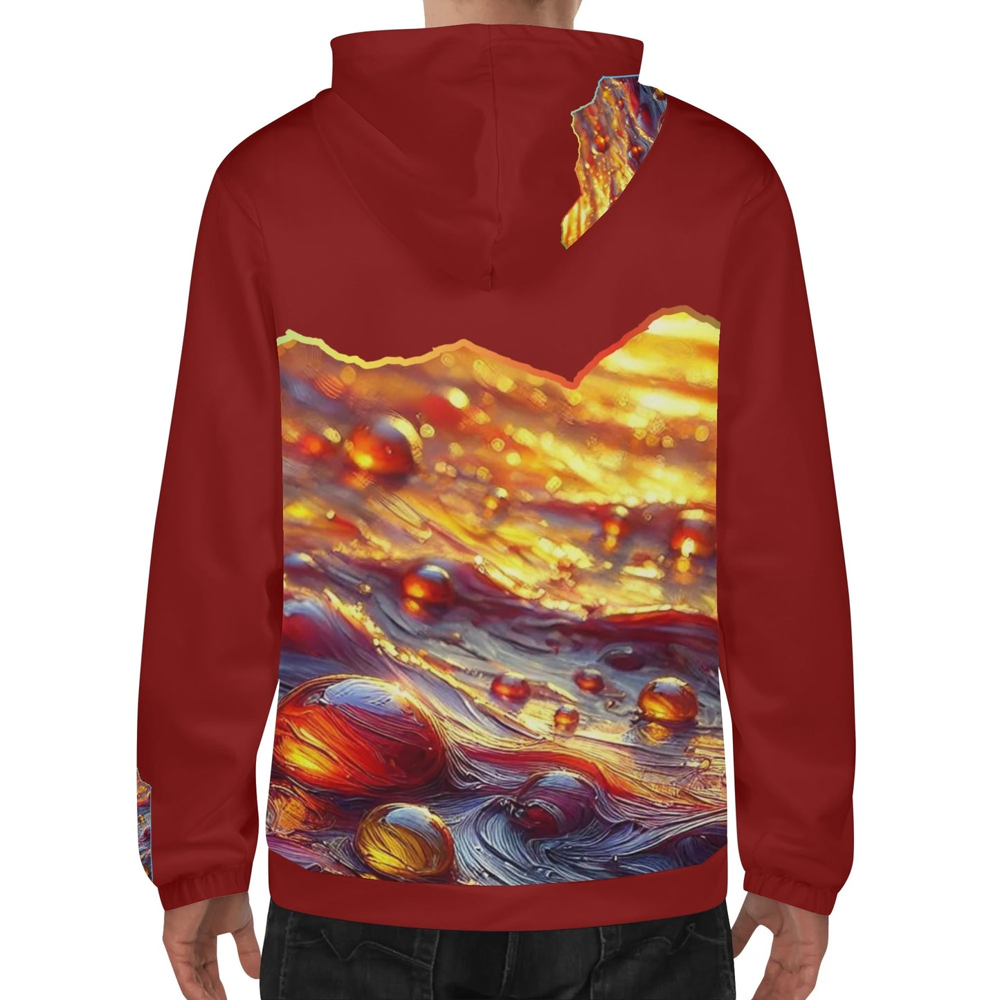 Mens Lightweight All Over Print Zip Hoodie "Flowing Water"