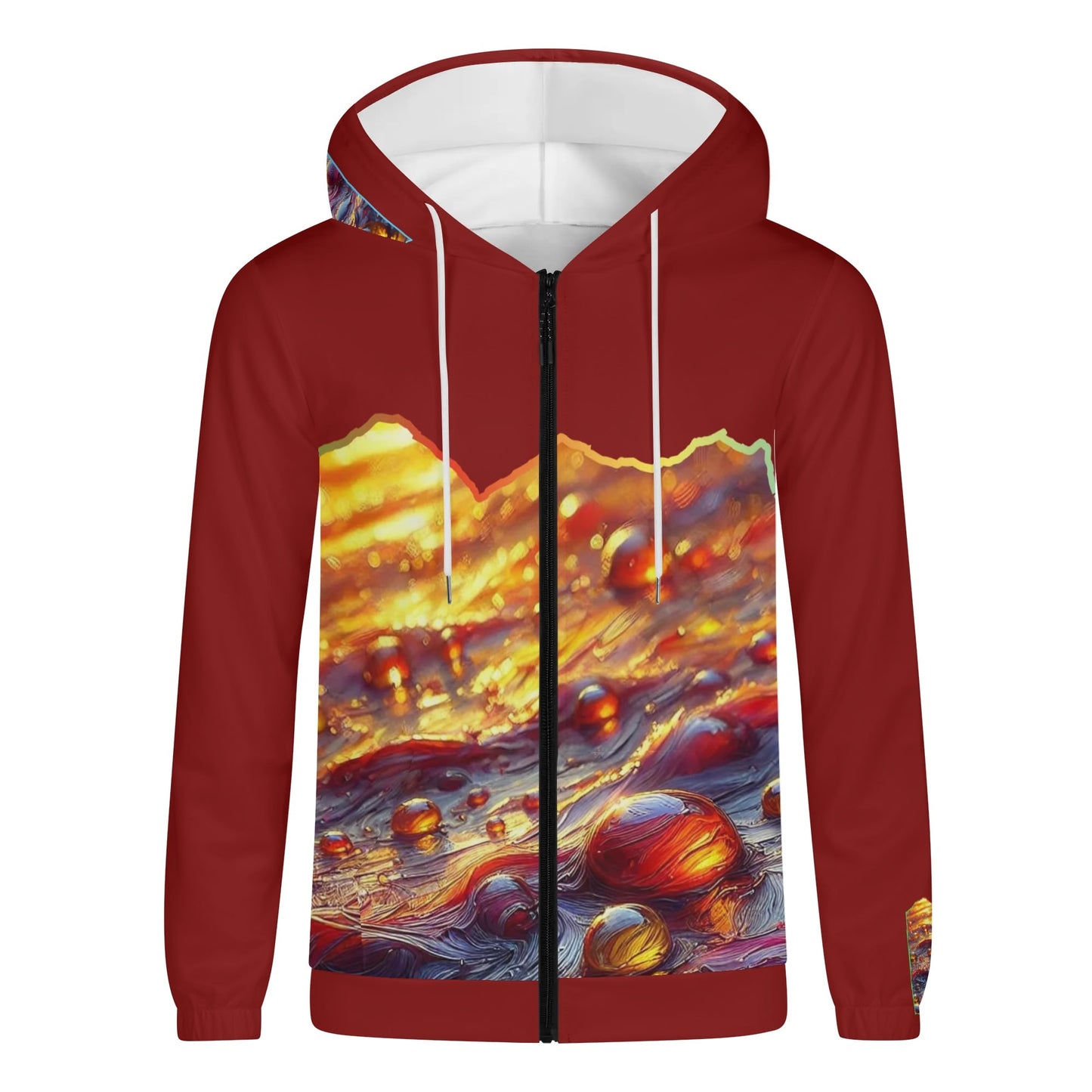 Mens Lightweight All Over Print Zip Hoodie "Flowing Water"