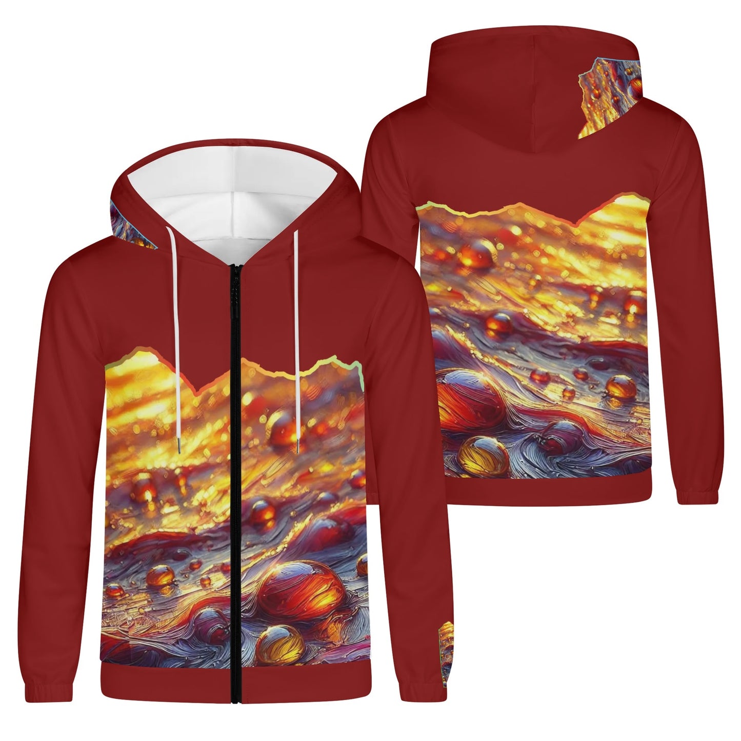 Mens Lightweight All Over Print Zip Hoodie "Flowing Water"