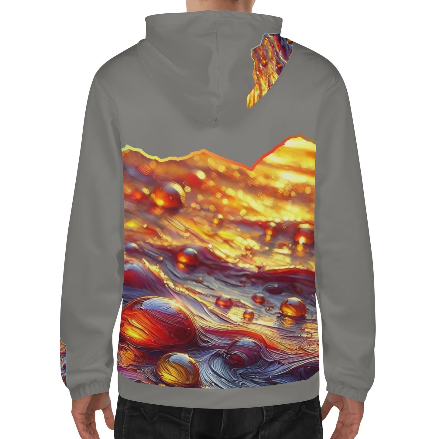 Mens Lightweight All Over Print Zip Hoodie "Flowing Water"