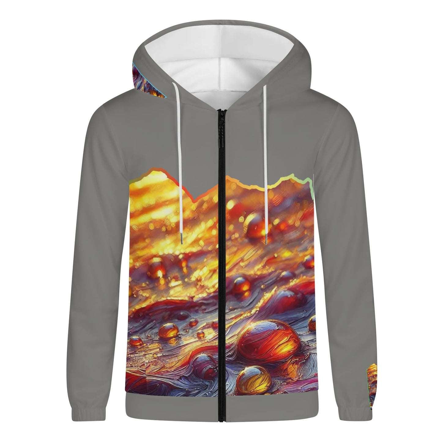 Mens Lightweight All Over Print Zip Hoodie "Flowing Water"