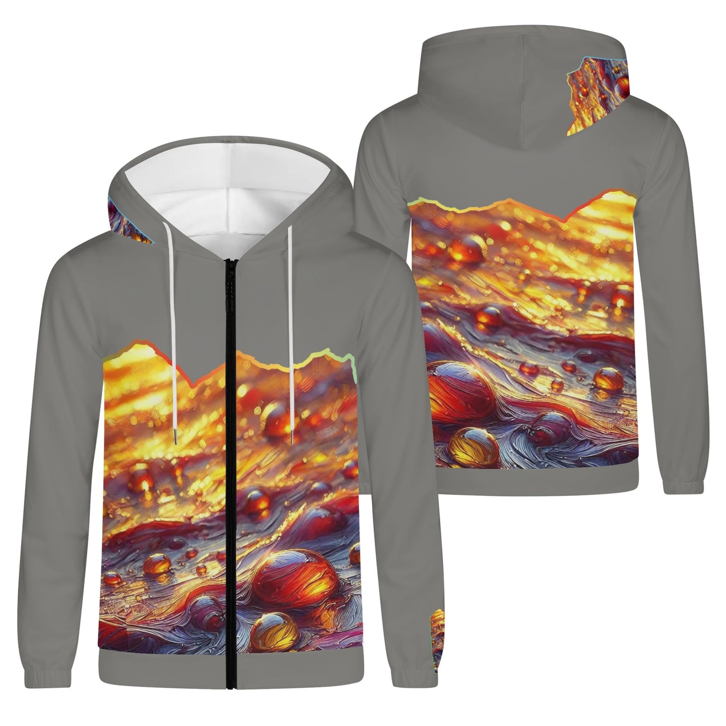 Mens Lightweight All Over Print Zip Hoodie "Flowing Water"