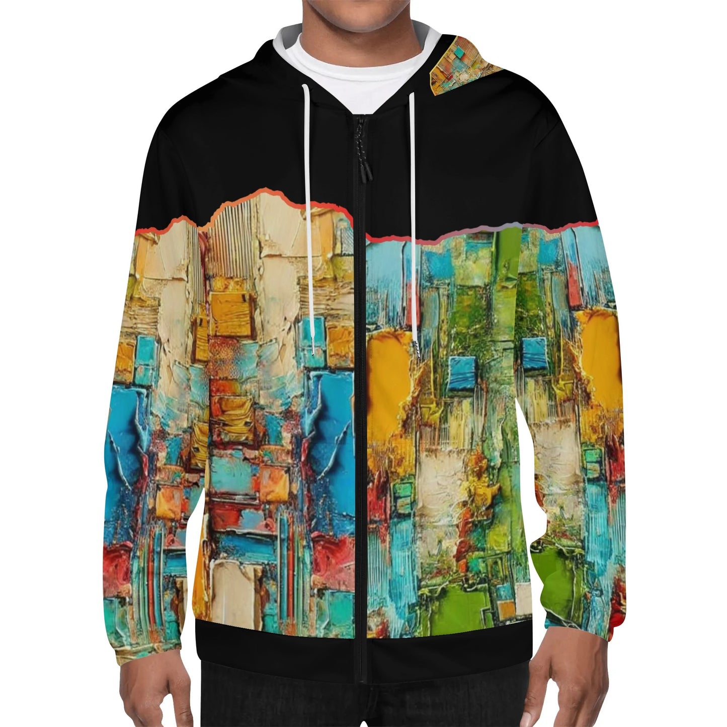 Mens Lightweight All Over Print Zip Hoodie "Abstract Print"