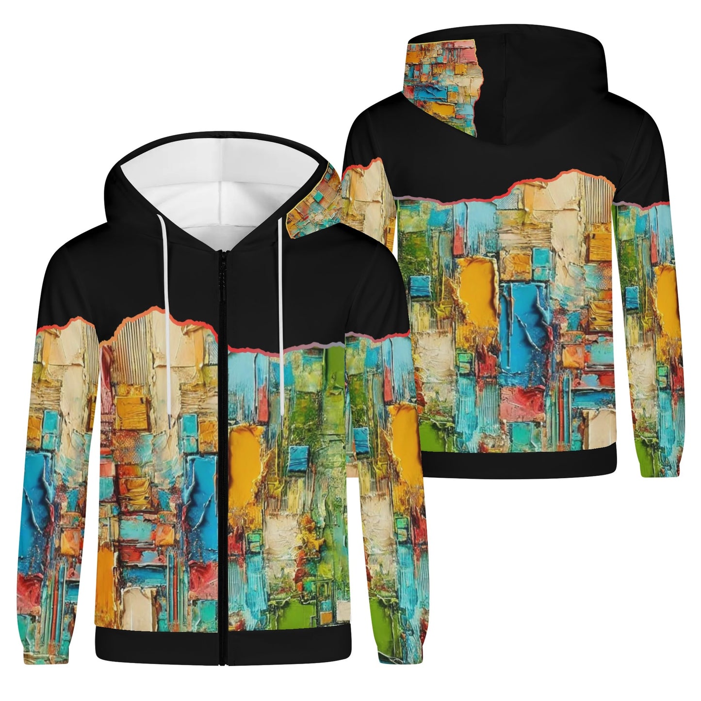 Mens Lightweight All Over Print Zip Hoodie "Abstract Print"