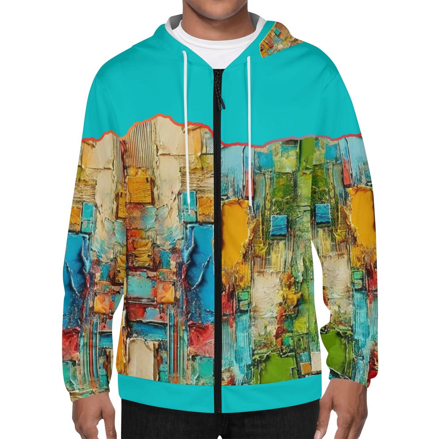 Mens Lightweight All Over Print Zip Hoodie "Abstract Print"