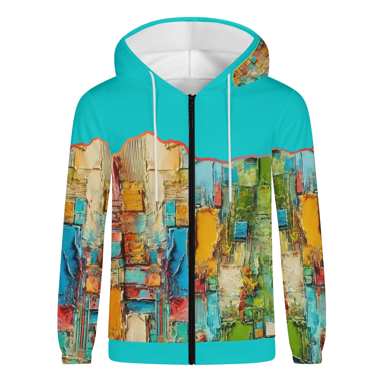 Mens Lightweight All Over Print Zip Hoodie "Abstract Print"