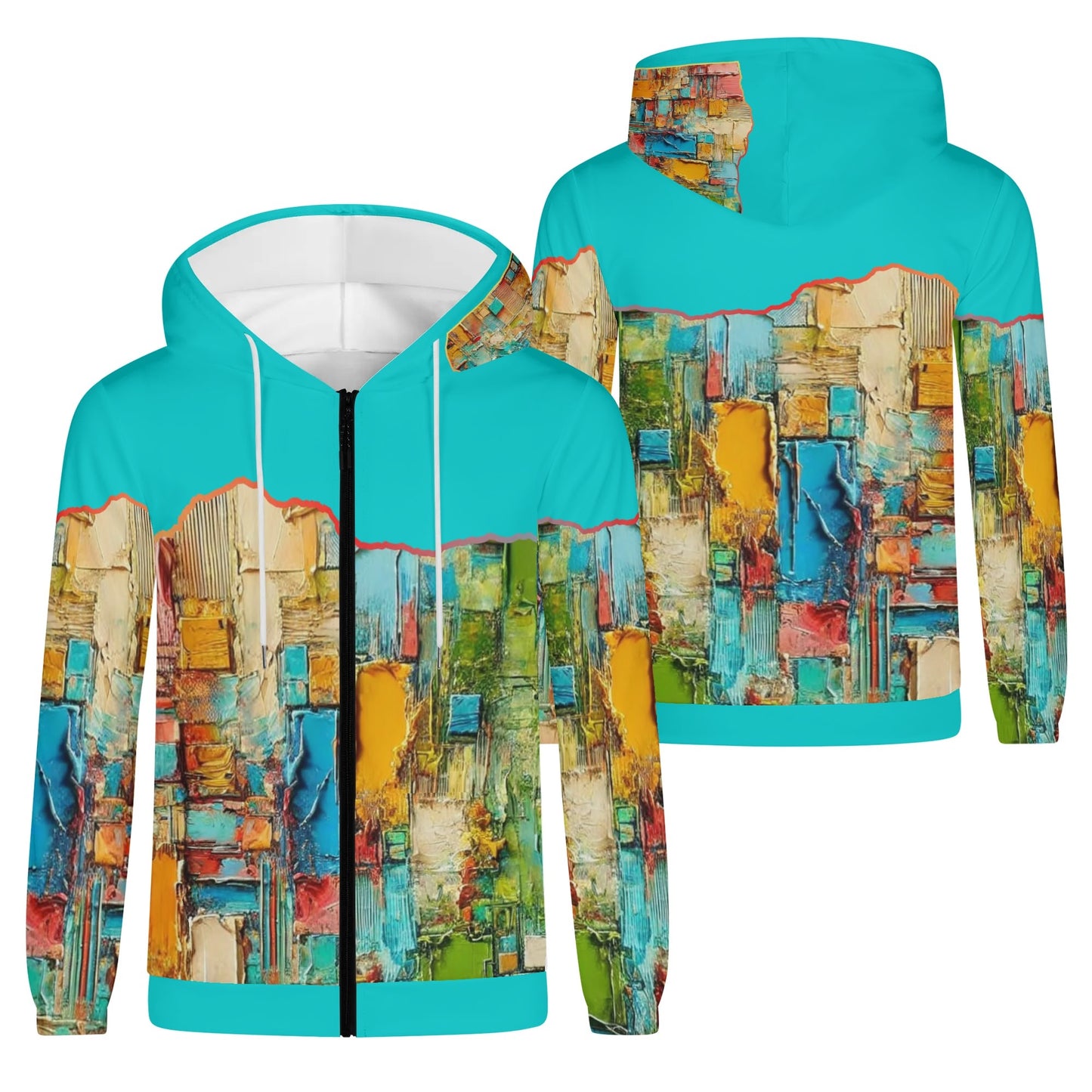 Mens Lightweight All Over Print Zip Hoodie "Abstract Print"