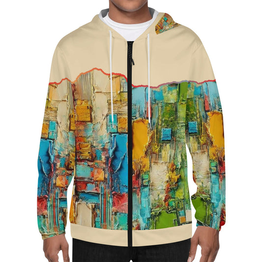 Mens Lightweight All Over Print Zip Hoodie "Abstract Print"