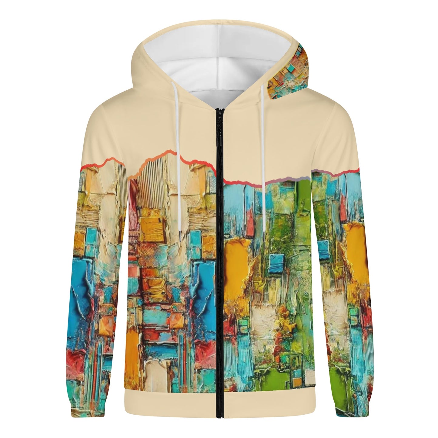 Mens Lightweight All Over Print Zip Hoodie "Abstract Print"