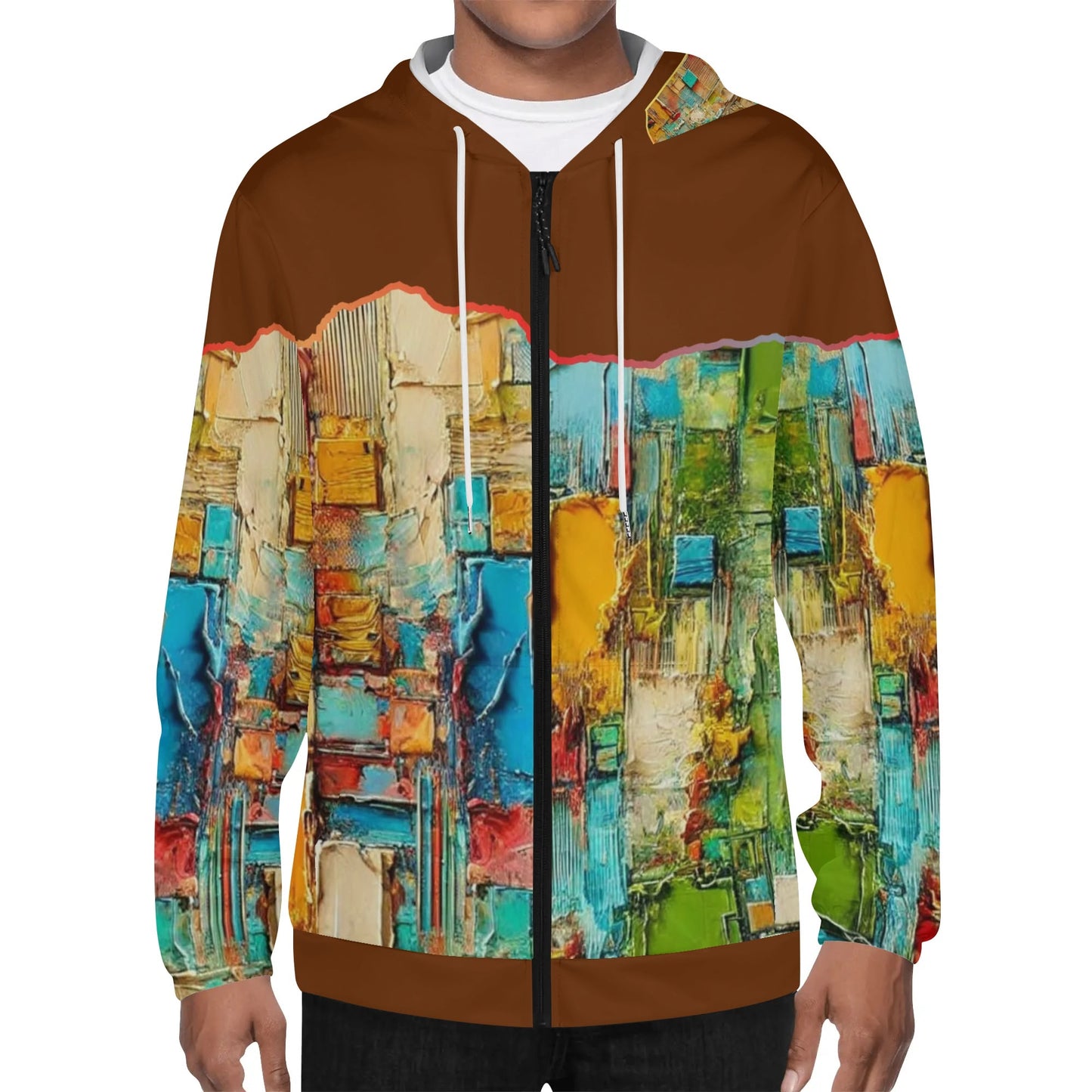 Mens Lightweight All Over Print Zip Hoodie "Abstract Print"