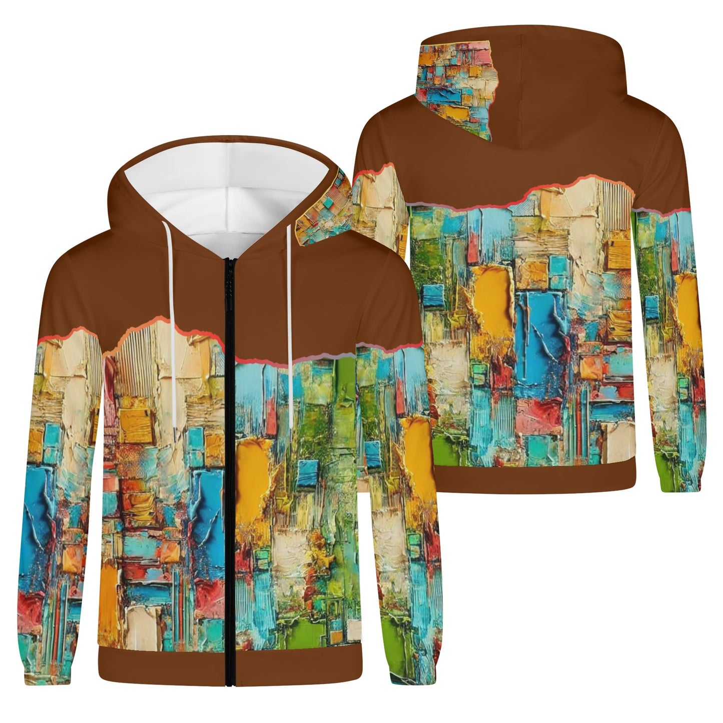 Mens Lightweight All Over Print Zip Hoodie "Abstract Print"