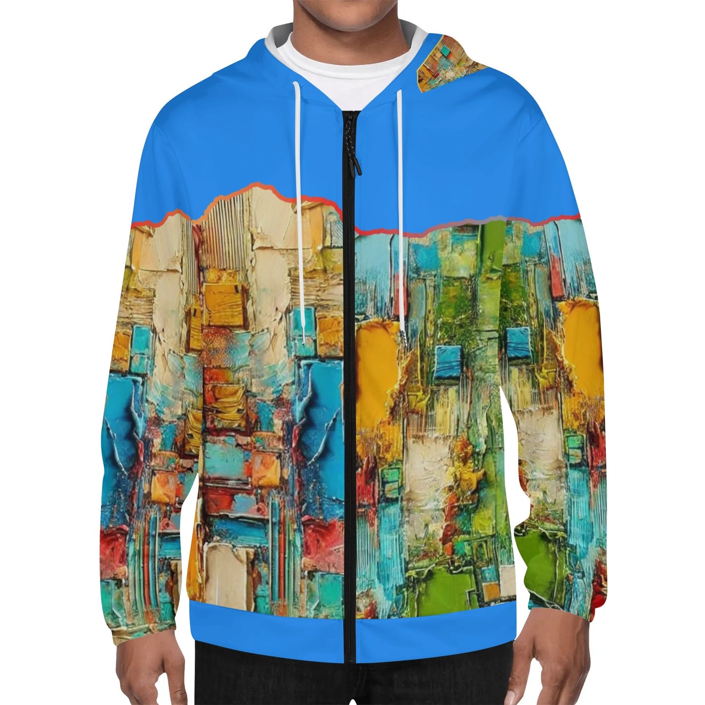 Mens Lightweight All Over Print Zip Hoodie "Abstract Print"