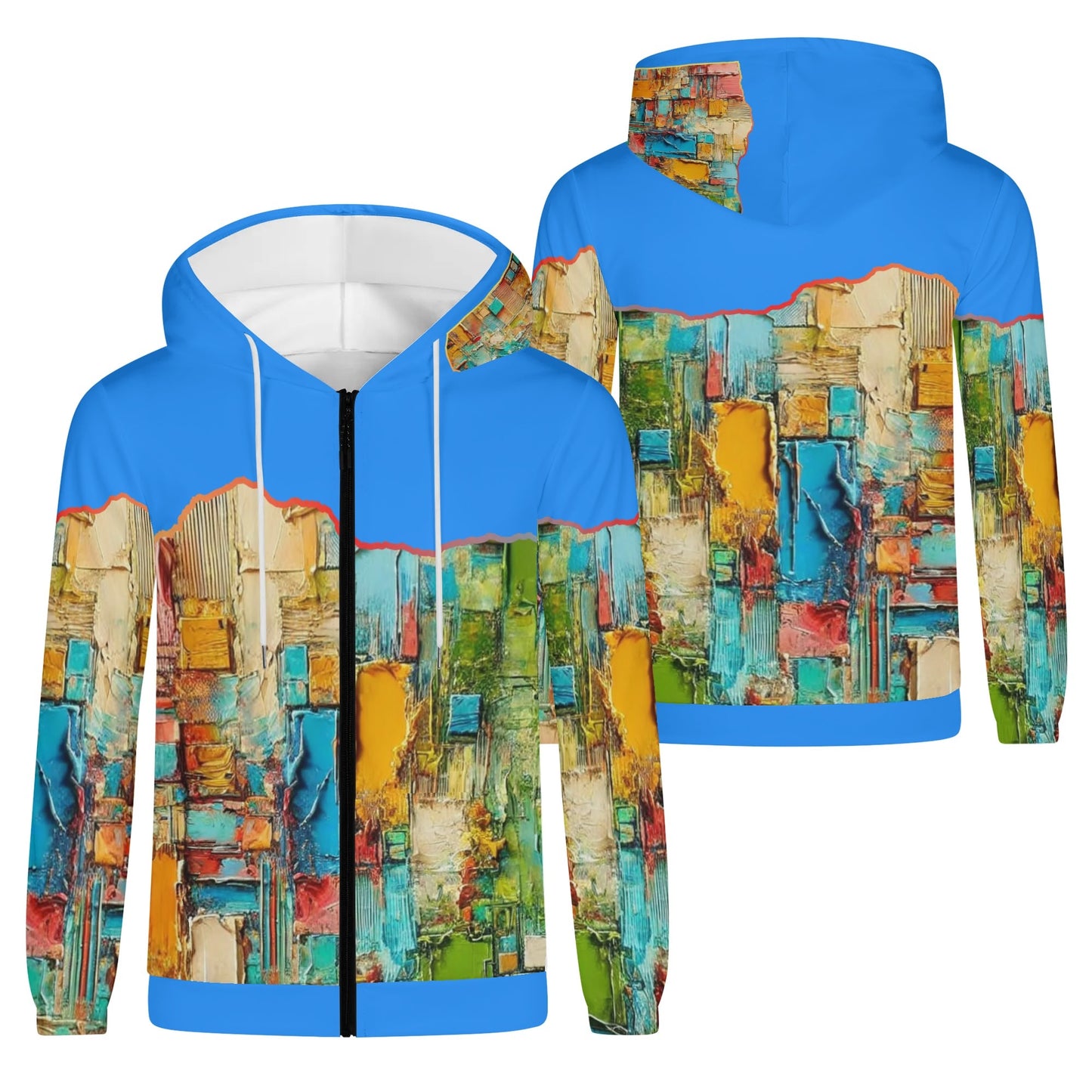 Mens Lightweight All Over Print Zip Hoodie "Abstract Print"