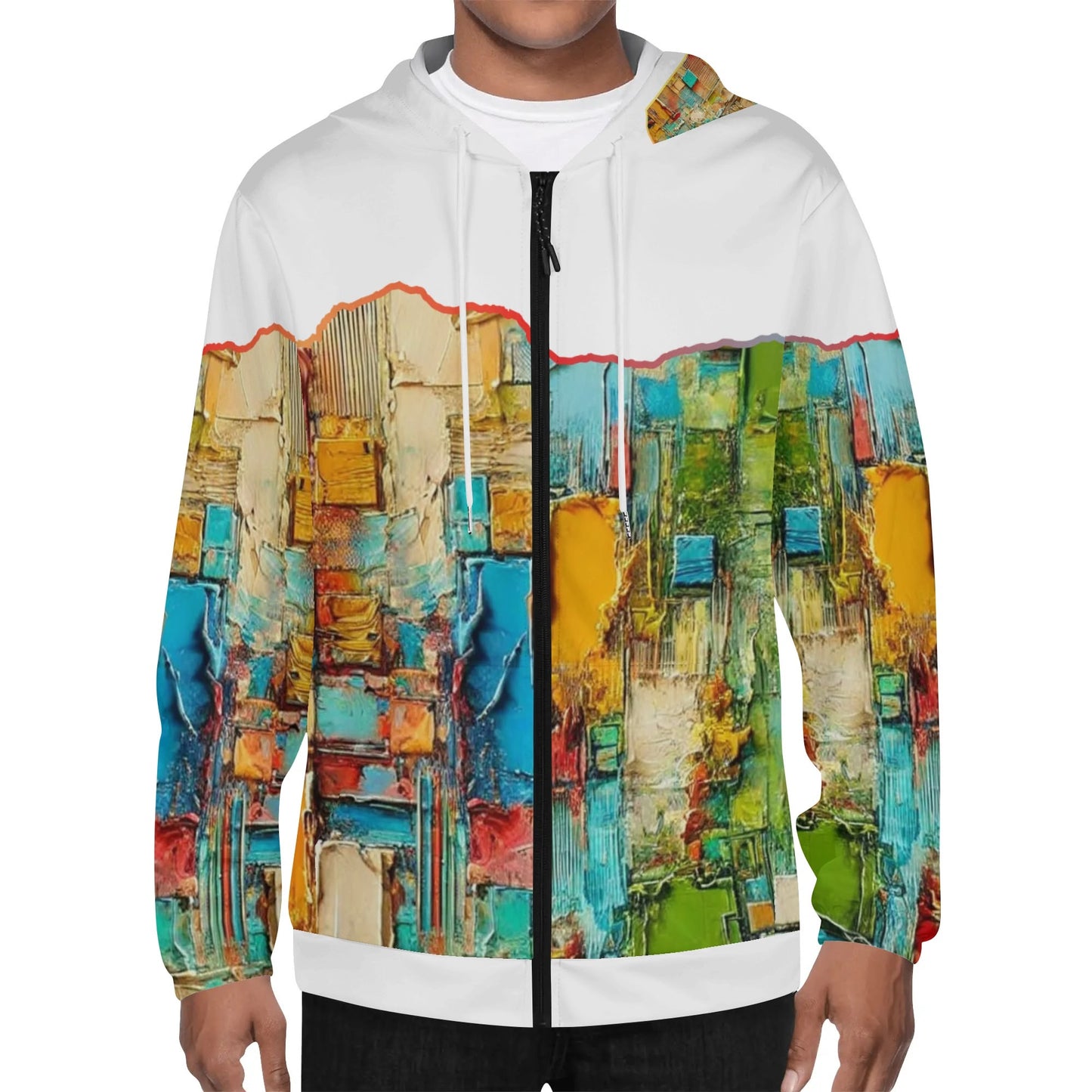 Mens Lightweight All Over Print Zip Hoodie "Abstract Print"