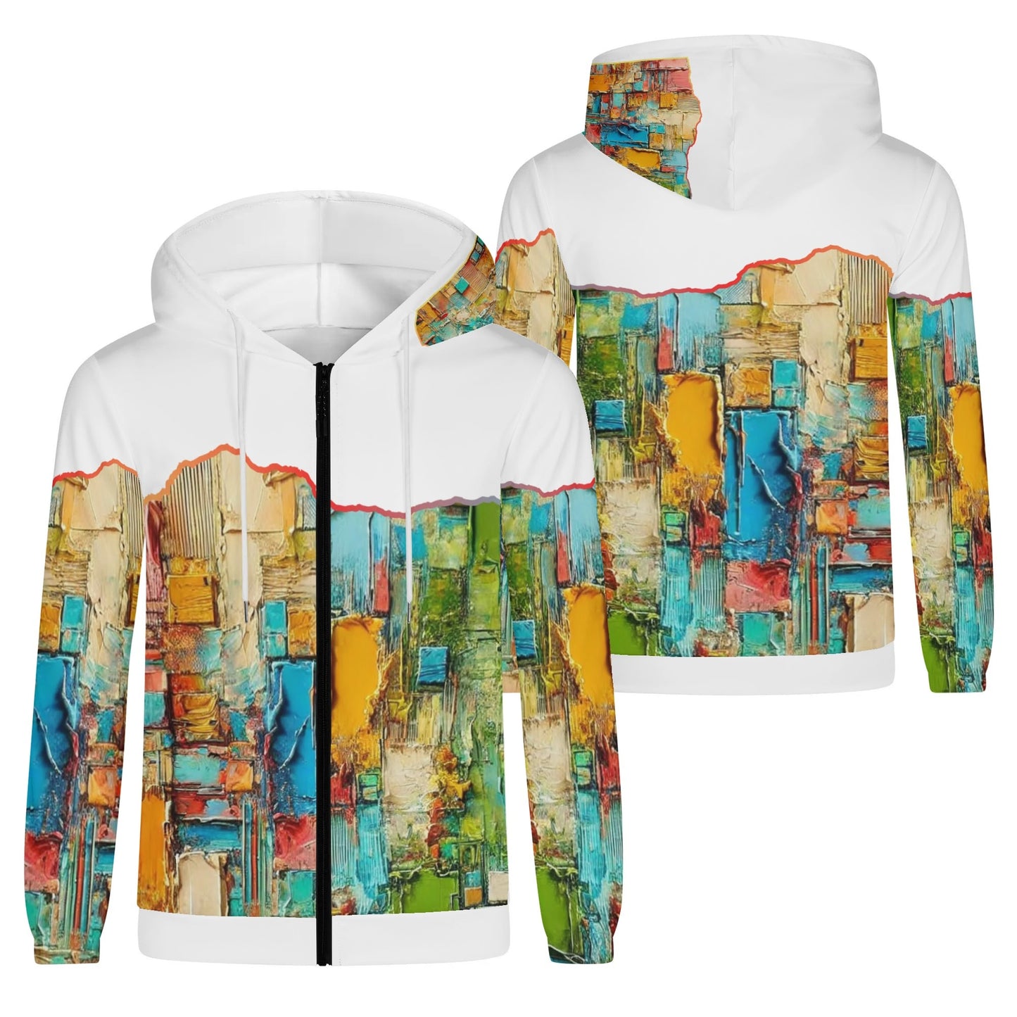 Mens Lightweight All Over Print Zip Hoodie "Abstract Print"