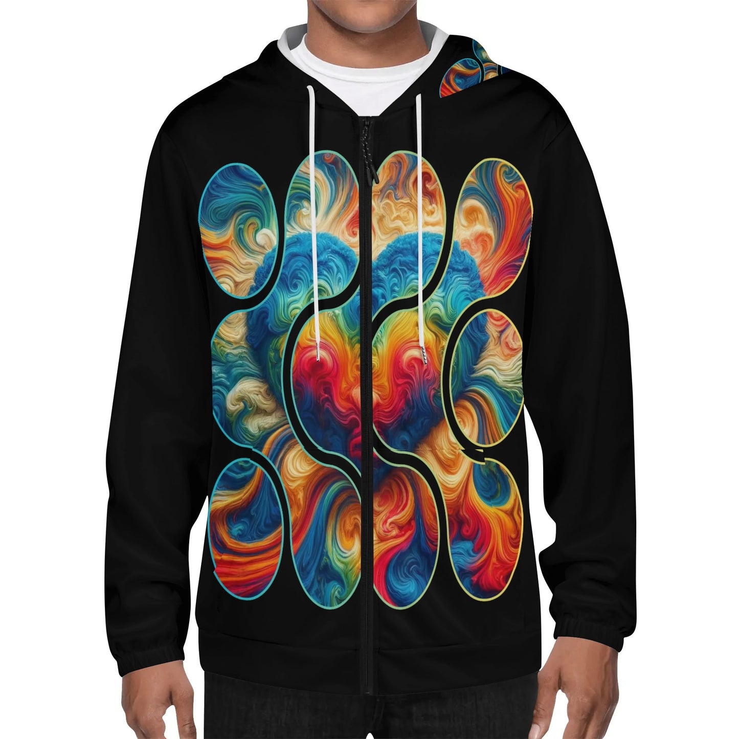 Mens Lightweight All Over Print Zip Hoodie "Love"