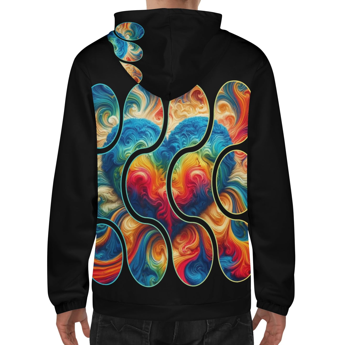 Mens Lightweight All Over Print Zip Hoodie "Love"