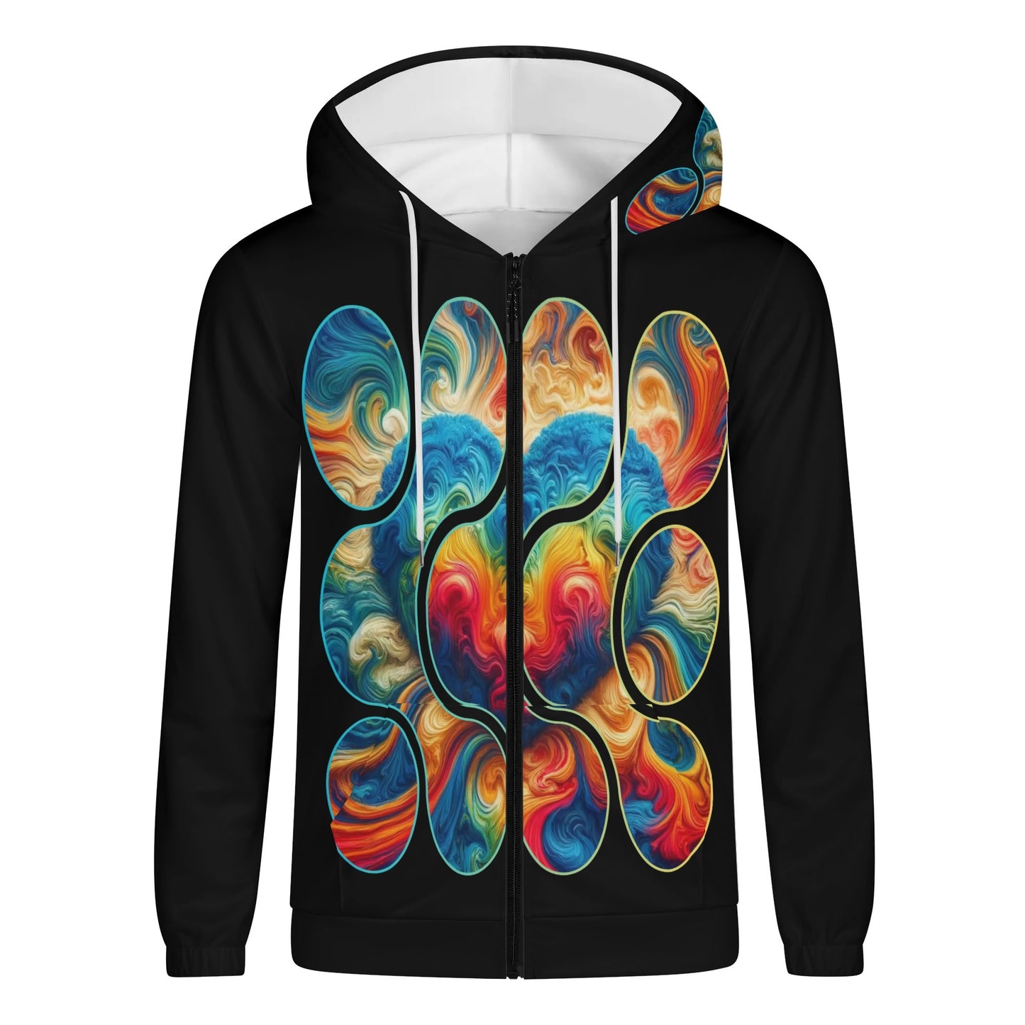 Mens Lightweight All Over Print Zip Hoodie "Love"